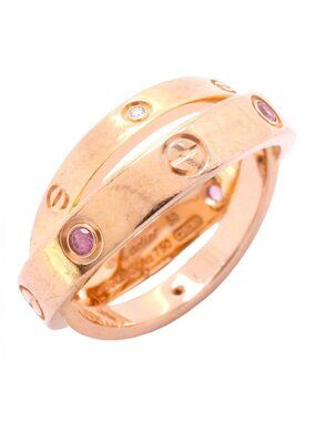 Cartier Ring Be Love 18k Pink Gold Diamond Sapphire
